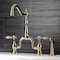 Kingston Brass KS7752TALBS Bridge Kitchen Faucet W/ Brass Sprayer, Polished Brass KS7752TALBS - alternate 2
